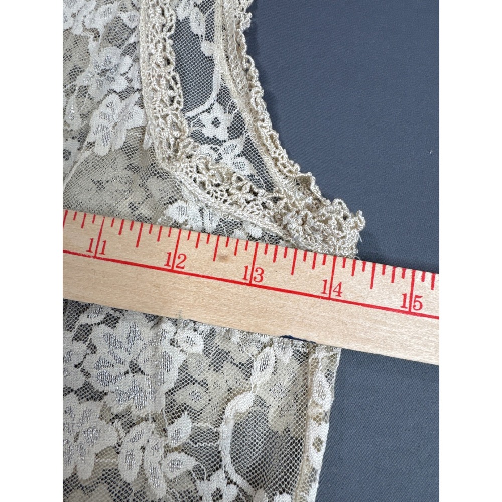 Love On A Hanger Cream Floral Lace Ruffle Trim Open Front Vest Small Boho Chic - Picture 8 of 10